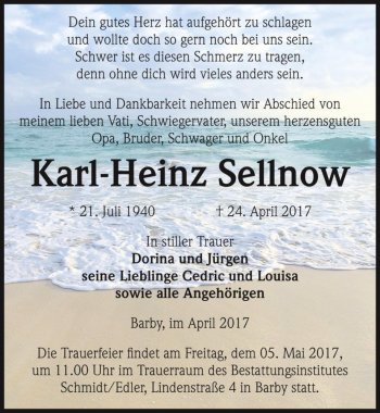 Traueranzeige von Karl-Heinz Sellnow  von Magdeburger Volksstimme