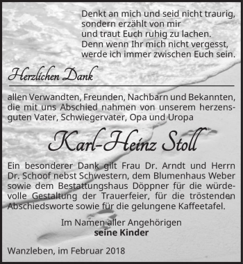 Traueranzeige von Karl-Heinz Stoll  von Magdeburger Volksstimme