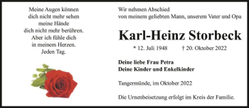 Traueranzeige von Karl-Heinz Storbeck  von Magdeburger Volksstimme