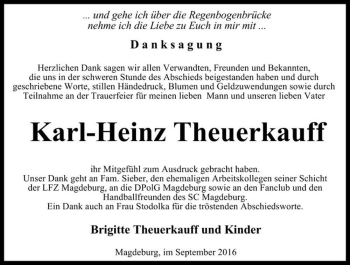 Traueranzeige von Karl-Heinz Theuerkauff  von Magdeburger Volksstimme