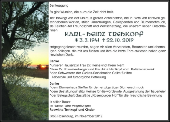 Traueranzeige von Karl-Heinz Trehkopf  von Magdeburger Volksstimme