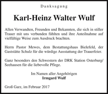 Traueranzeige von Karl-Heinz Walter Wulf  von Magdeburger Volksstimme