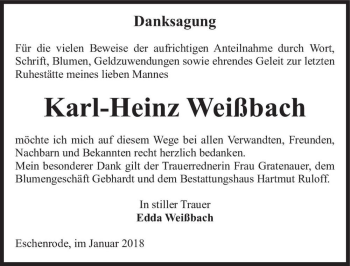 Traueranzeige von Karl-Heinz Weißbach  von Magdeburger Volksstimme