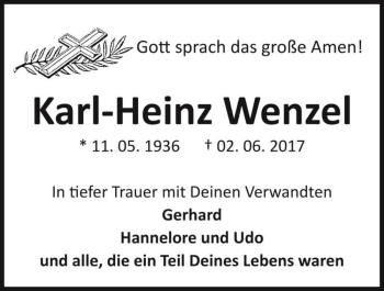 Traueranzeige von Karl-Heinz Wenzel  von Magdeburger Volksstimme