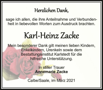 Traueranzeige von Karl-Heinz Zacke  von Magdeburger Volksstimme