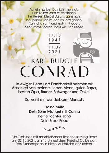 Traueranzeige von Karl-Rudolf Conrad  von Magdeburger Volksstimme