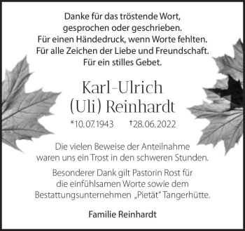 Traueranzeige von Karl-Ulrich 