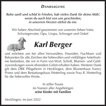 Traueranzeige von Karl Berger  von Magdeburger Volksstimme