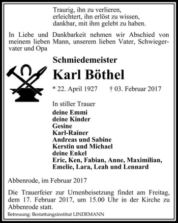 Traueranzeige von Karl Böthel  von Magdeburger Volksstimme