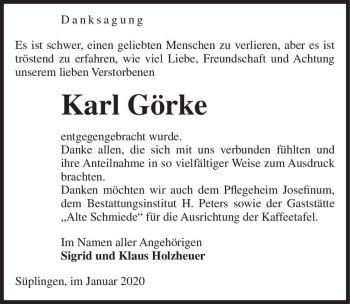 Traueranzeige von Karl Görke  von Magdeburger Volksstimme