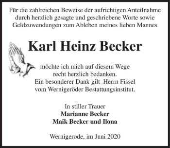 Traueranzeige von Karl Heinz Becker  von Magdeburger Volksstimme
