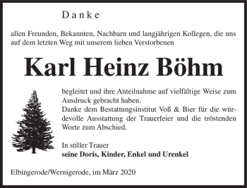 Traueranzeige von Karl Heinz Böhm  von Magdeburger Volksstimme