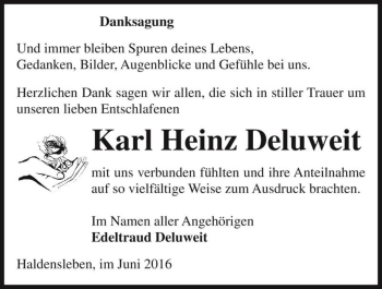 Traueranzeige von Karl Heinz Deluweit  von Magdeburger Volksstimme