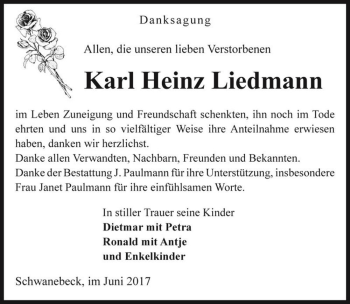 Traueranzeige von Karl Heinz Liedmann  von Magdeburger Volksstimme