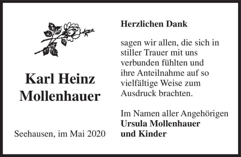  Traueranzeige für Karl Heinz Mollenhauer  vom 30.05.2020 aus Magdeburger Volksstimme