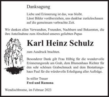 Traueranzeige von Karl Heinz Schulz  von Magdeburger Volksstimme