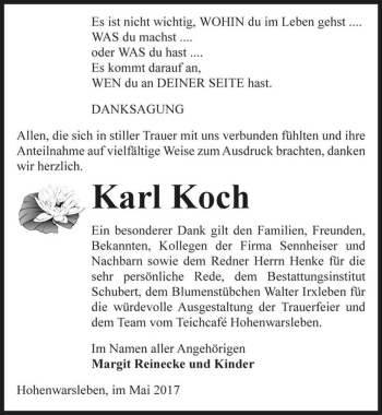 Traueranzeige von Karl Koch  von Magdeburger Volksstimme