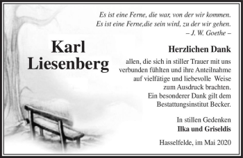 Traueranzeige von Karl Liesenberg  von Magdeburger Volksstimme