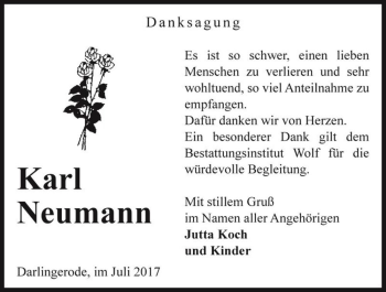 Traueranzeige von Karl Neumann  von Magdeburger Volksstimme