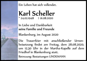 Traueranzeige von Karl Scheller  von Magdeburger Volksstimme
