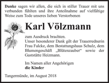 Traueranzeige von Karl Völzmann  von Magdeburger Volksstimme