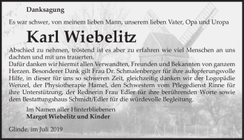 Traueranzeige von Karl Wiebelitz  von Magdeburger Volksstimme