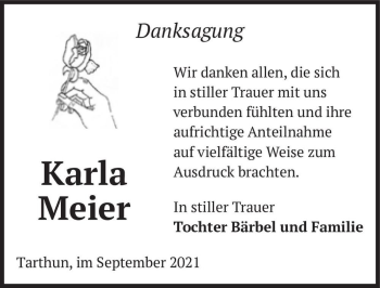 Traueranzeige von Karla Meier  von Magdeburger Volksstimme
