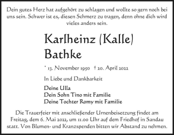 Traueranzeige von Karlheinz 