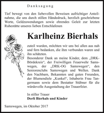 Traueranzeige von Karlheinz Bierhals  von Magdeburger Volksstimme