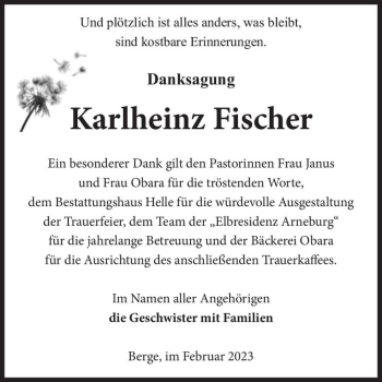 Traueranzeige von Karlheinz Fischer  von Magdeburger Volksstimme