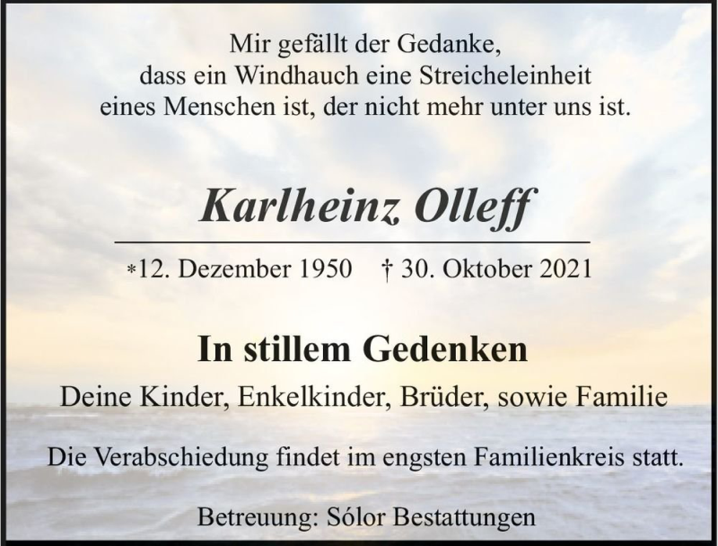  Traueranzeige für Karlheinz Olleff  vom 13.11.2021 aus Magdeburger Volksstimme