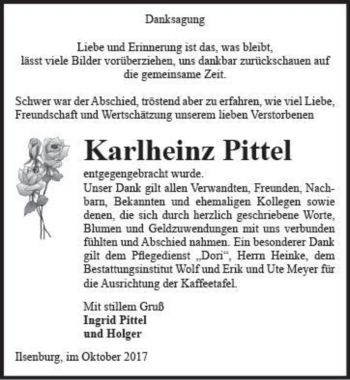 Traueranzeige von Karlheinz Pittel  von Magdeburger Volksstimme