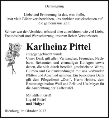 Traueranzeige von Karlheinz Pittel  von Magdeburger Volksstimme