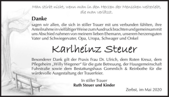 Traueranzeige von Karlheinz Steuer  von Magdeburger Volksstimme