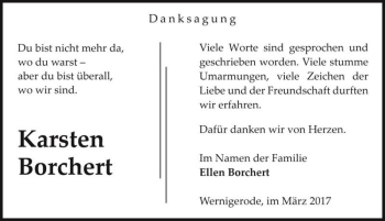Traueranzeige von Karsten Borchert  von Magdeburger Volksstimme