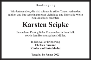 Traueranzeige von Karsten Seipke  von Magdeburger Volksstimme