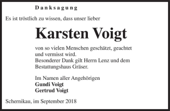 Traueranzeige von Karsten Voigt  von Magdeburger Volksstimme