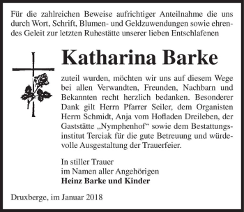 Traueranzeige von Katharina Barke  von Magdeburger Volksstimme