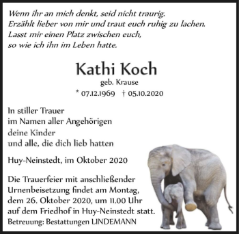 Traueranzeige von Kathi Koch (geb. Krause)  von Magdeburger Volksstimme