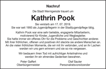 Traueranzeige von Kathrin Pook  von Magdeburger Volksstimme