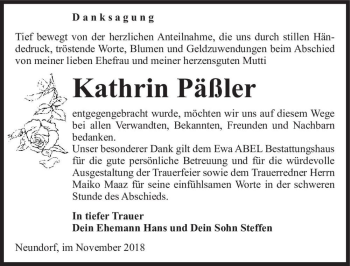 Traueranzeige von Kathrin Päßler  von Magdeburger Volksstimme