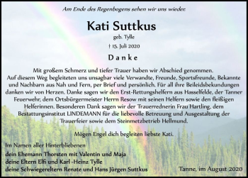 Traueranzeige von Kati Suttkus (geb. Tylle)  von Magdeburger Volksstimme