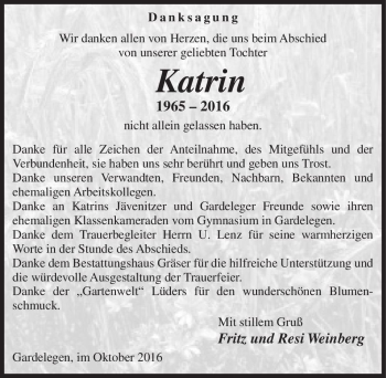Traueranzeige von Katrin  von Magdeburger Volksstimme