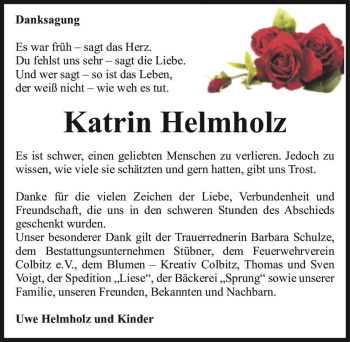 Traueranzeige von Katrin Helmholz  von Magdeburger Volksstimme