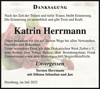 Traueranzeige von Katrin Herrmann  von Magdeburger Volksstimme