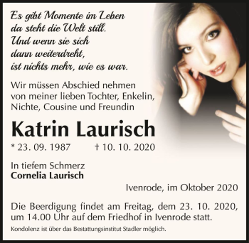 Traueranzeige von Katrin Laurisch  von Magdeburger Volksstimme