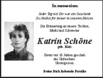 Traueranzeige von Katrin Schöne (geb. Kötz)  von Magdeburger Volksstimme