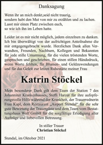 Traueranzeige von Katrin Stöckel  von Magdeburger Volksstimme