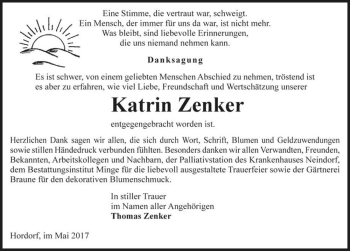 Traueranzeige von Katrin Zenker  von Magdeburger Volksstimme