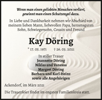 Traueranzeige von Kay Döring  von Magdeburger Volksstimme
